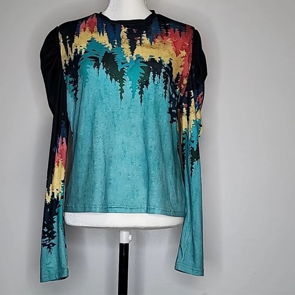 Izuria Tops - L/S Knit Tree-line Top